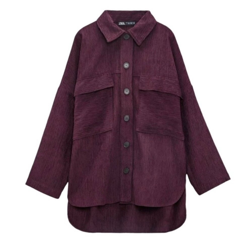 ZARA Corduroy Shirt Jacket Shacket in Burgundy Color SIZE L